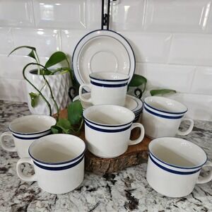 Elegance II Collection Mariner Blue 6 tea mugs & 5 saucer